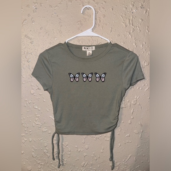 Womens Nikxie Green Side Tie Blouse (XS) - Picture 1 of 3